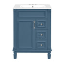 Bathroom Vanity With Ceramic Sink, Compact Cabinet With 2 Drawers And Adjustable Shelf - Blue by HouseOfZazla