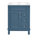 Bathroom Vanity With Ceramic Sink, Compact Cabinet With 2 Drawers And Adjustable Shelf - Blue by Unique Piece Furniture