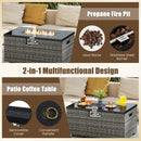 2-Piece Outdoor Rattan Fire Table Set 32 Inch Rectangle Gas Firepit with Tank Cover by LJGDeals