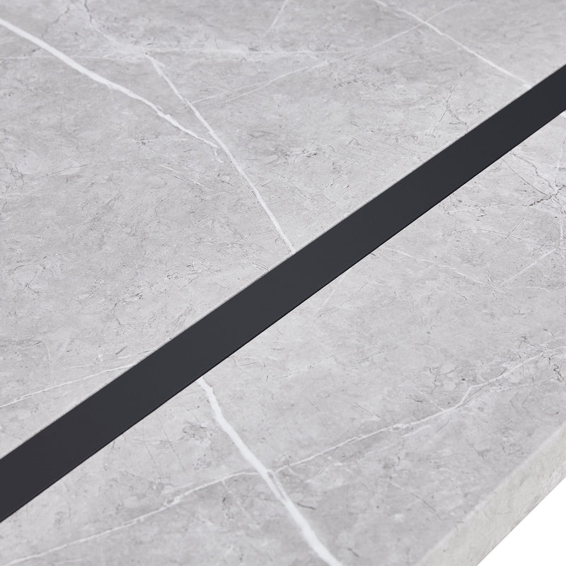 5-piece Dining Table Chairs Set, Rectangular Dining Room Table Set for 4, Modern Dining Table and faux leather Chairs for Kitchen Dining Room, Small Space, GRAY