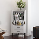 Corner Bar Cabinet With Mirrored Back, 2 Open Shelves & 2 Drawers by HouseOfZazla