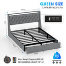 Bed Frame With Storage Headboard, RGB LED Light & USB Charging Station by HouseOfZazla