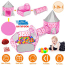 3 In 1 Child Crawl Tunnel Tent Kids Play Tent Ball Pit Set Foldable Children Play House Pop-up Kids Tent w/Storage Bag For Indoor Outdoor Travel Use