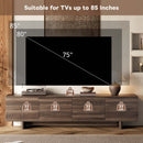 TV Stand For TVs Up To 85", Entertainment Center, Cable Management, Push Openers, Soft Closing Hinges & Adjustable Shelves - Dark Brown by HouseOfZazla