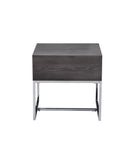 Iban - End Table - Gray Oak / Chrome