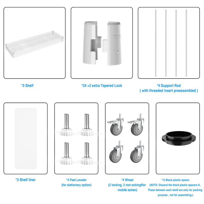 3 Tier Shelf Wire Shelving Unit - 3000LBS, 3T1848-3KLB-W-LKJ