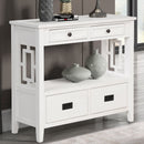 36" Farmhouse Pine Wood Console Table Entry Sofa Table with 4 Drawers & 1 Storage Shelf for Entryway Living Room Bedroom Hallway Kitchen (Antique White)