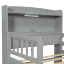 Platform Bed With LED Light, Multi Functional Headboard, Guardrail And 2 Drawers