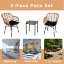 3 Pieces Of Luxury Outdoor Wicker Furniture, Patio Bistro Style Table And Chair Combination, Weather Resistant PE Wicker Weave, Suitable For Garden - Black / Natural by HouseOfZazla
