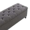 Button-Tufted Storage Ottoman With Safety Close Hinge by HouseOfZazla