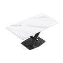 63" Modern Artificial Stone Straight Edge Metal X-Leg Dining Table, 6 People - White / Black by HouseOfZazla