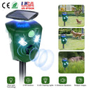 Electric Solar Powered Ultrasonic Animal Repeller 360¡ Ultrasonic Animal Driver with Motion Sensor LED Flashing Lights Waterproof Outdoor Animal Repel