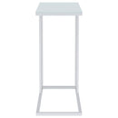 Stella White Glass Top C-Shaped Sofa Side Table Chrome