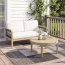 Outdoor Acacia Wood Loveseat & Coffee Table Set with Handwoven Rope, Light Teak by HouseOfZazla