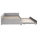 Full Size Upholstered L-Shaped Upholstered Daybed with Twin
Size Pop Up Trundle, Gray