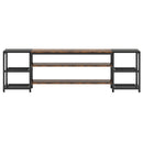 TV Stand For TVs, Extra Long With 3 Tier Ventilated Shelves - Rustic Brown