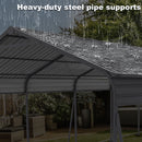 Metal Carport 13 X 26.5 Ft Heavy Duty With Galvanized Steel Roof Metal Garage Canopy With Galvanized Steel Roof & Frame Car Tent Outdoor Storage Shed For Car Boats And Truck - Gray by HouseOfZazla