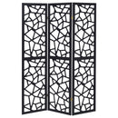 3 Panel Folding Screen With Mosaic Cutout Design - Black