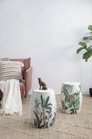13x13x18 Ceramics Garden Stool Jungle-Themed Accent Side Table by HouseOfZazla