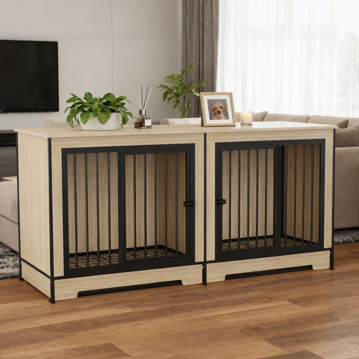 Dog Crate Furniture with Two Combined Rooms, photo 3 of 10