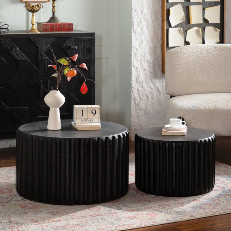 Black Scalloped Round Coffee Table Set, photo 5 of 9