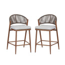 Outdoor 26" Counter Height Metal Frame Counter Stools With Scallop Shaped Backrest & Water Resistant Cushions by HouseOfZazla