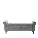 62" Bedroom Tufted Button Storage Bench, Linen Upholstered Ottoman, Window Bench, Rolled Arm Design for Bedroom, Living Room, Foyer (Beige)