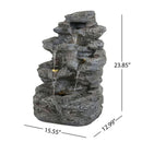 Concrete Rock Waterfall Fountain with LED Lights