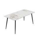 Dining Table with Sintered Stone Tabletop and Metal Legs, 70' Rectangular Modern Kitchen & Dining Room Table