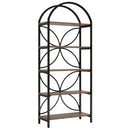 Tall 5 Tier Arched Bookshelf With Shelves For Living Room - Rustic Brown by HouseOfZazla
