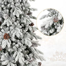 7.5 FT Flocked Christmas Tree with 40 Natural Pine Cones