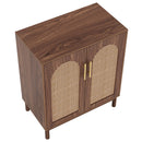 Sideboard Buffet Cabinet With Handwoven Rattan Doors (Set of 2) - Dark Brown by HouseOfZazla