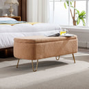 Storage Ottoman Bench For End Of Bed Legs, Modern Camel Faux Fur Entryway Bench Upholstered Padded With Storage For Living Room Bedroom by Unique Piece Furniture