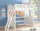 Lacey - Twin Loft Bed With Desk - White