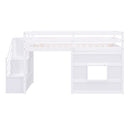 Loft Bed With Storage Staircase, Window & LED Light