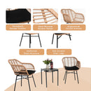 3 Pieces Of Luxury Outdoor Wicker Furniture, Patio Bistro Style Table And Chair Combination, Weather Resistant PE Wicker Weave, Suitable For Garden - Black / Natural by HouseOfZazla