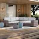 Wide Reversible Outdoor Sectional Sofa With Cushions - Brown / Gray by HouseOfZazla