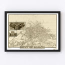 Vintage Map of Kalamazoo, Michigan 1908