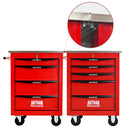 4 Drawers Multifunctional Tool Cart with Wheels,Metal Rolling Tool Cart Storage for Garage Workshop Warehouse Repair Shop--With  Stainless Steel Roof- Red&Black