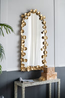 Full Length Arched Wall Mirror With en Leaf Accents Decorative Mirror For Living Room Bedroom - Gold by Unique Piece Furniture