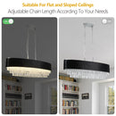 39' Modern Crystal Chandelier with Black Imitation Velvet Shade