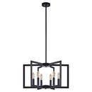 22' Modern Black Geometric 6-Light Chandelier – Industrial Metal Pendant Light Fixture for Living Room, Dining Room, or Kitchen (Bulb Not Included)
