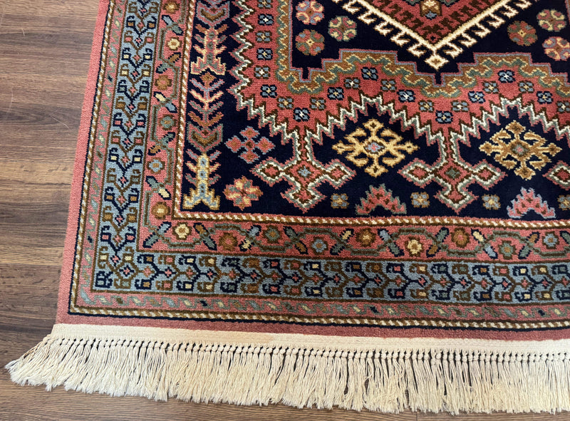 5x7 Persian Tribal Design Rug, Wool, Geometric Medallions, Vintage, Power Loomed