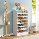 8 Tier Tall Shoe Rack, Wooden Shoe Storage Cabinet, Entryway Organizer - White by HouseOfZazla