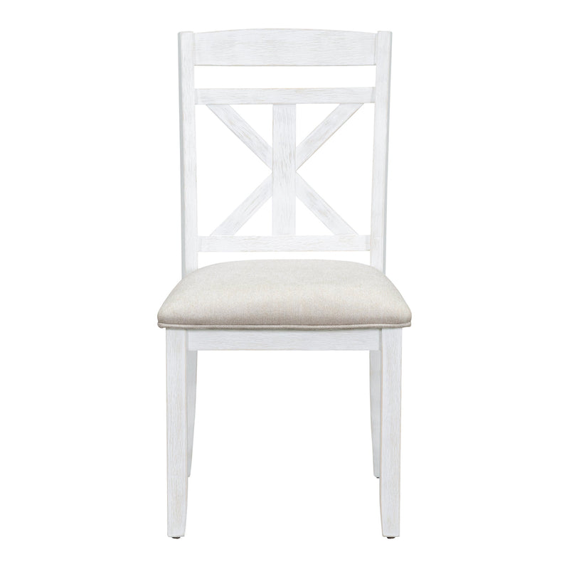 5-Piece Retro Functional Dining Table Set Extendable Round Table and 4 Upholstered Chairs for Dining Room and Living Room (Brown+Antique White)