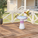 Birdbath For Patio, Garden - White / Pink by HouseOfZazla