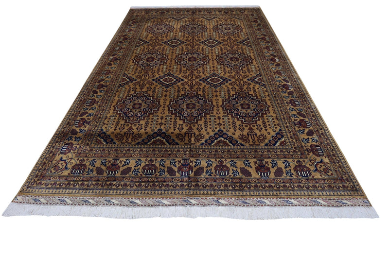 Hand-Knotted Zerkhaki Afghan Wool Area Rug – 6'7" x 9'7" | Rich Brown Tones, Durable Craftsmanship