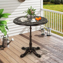27Inch Round Cast Aluminum Patio Bistro Table with Hollow Top-Copper by LJGDeals