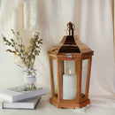 17'' H Wood Metal Hexagon Candle Holder Decorative Hanging Lanterns by JHY DESIGN