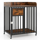 27.5 Inch Dog Crate Furniture with Wheels for Small Dogs and Puppies-Rustic Brown